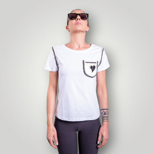 T-shirt "POCKET 5" bianco I SCONTO -30%